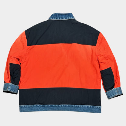 REWORKED DENIM PUFFER JACKET (UK 14)