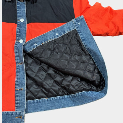 REWORKED DENIM PUFFER JACKET (UK 14)