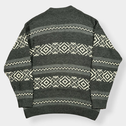 ST MICHAEL | 1990s PATTERNED KNITTED JUMPER (XL)