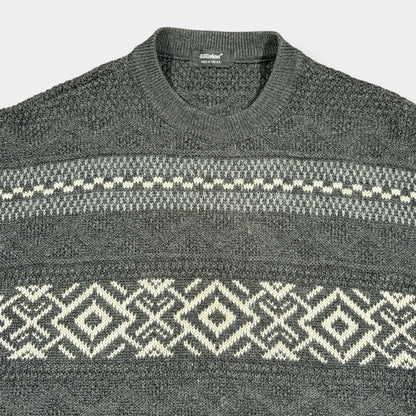 ST MICHAEL | 1990s PATTERNED KNITTED JUMPER (XL)