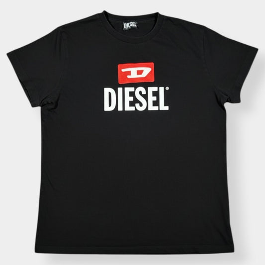 DIESEL | BLACK EMBROIDERED SPELLOUT TEE (L)