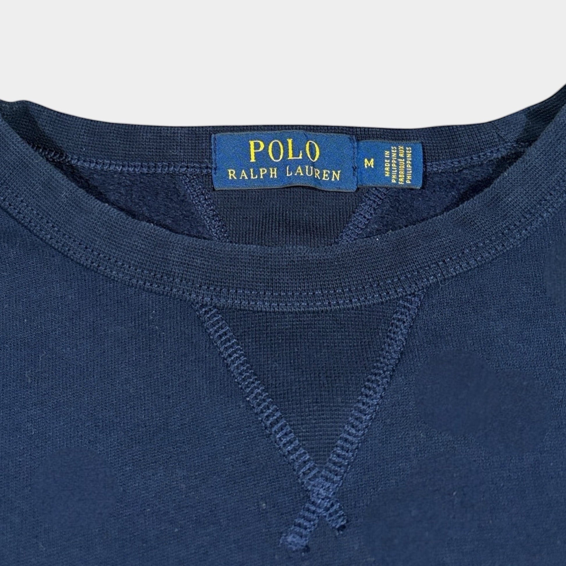 THE YRDSALE navy blue Ralph Lauren crewneck sweatshirt with teddy bear graphic, size M.